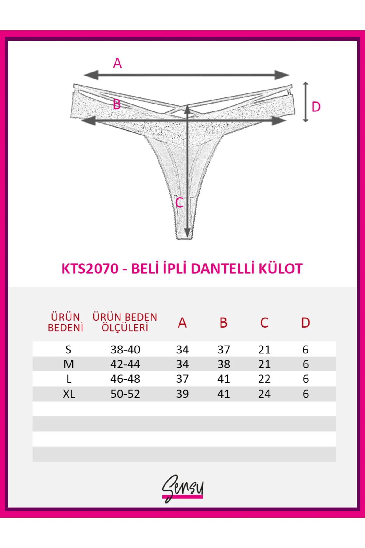 Sensu  Damen-Tanga mit Schmetterlingsmuster, Spitzen-String, 5er-Set, Kts2070 (breiter Stil)