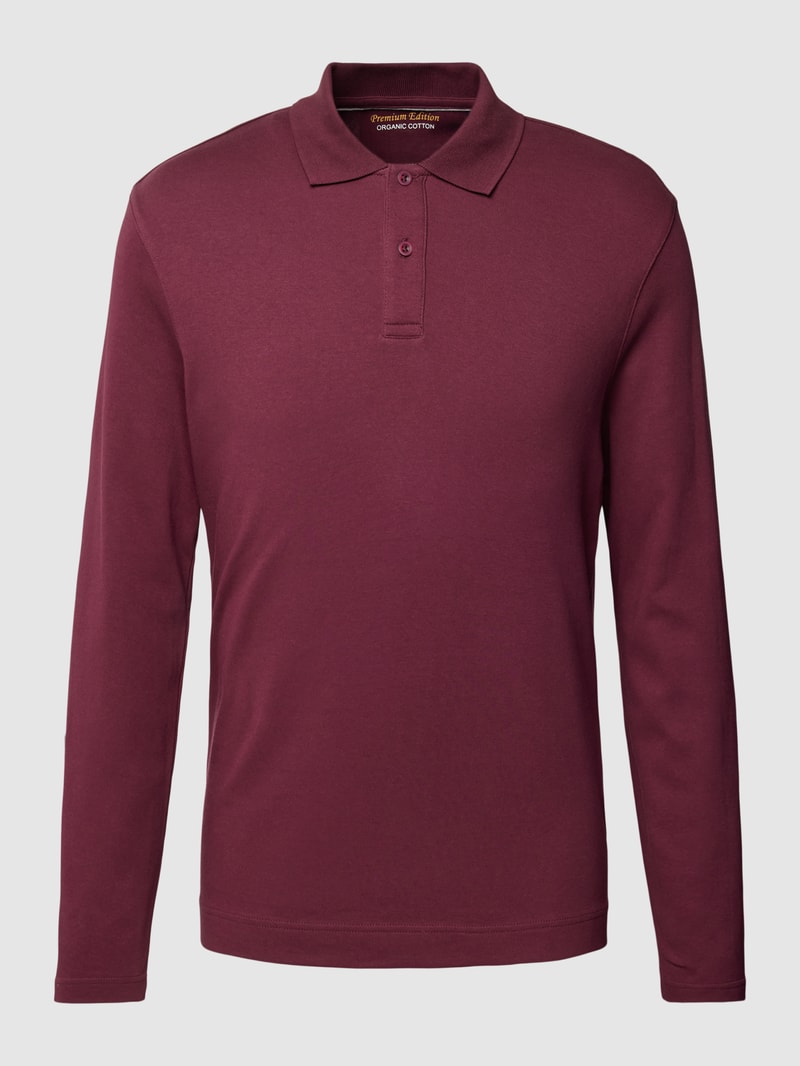 Poloshirt mit langen Ärmeln in dunkelrot