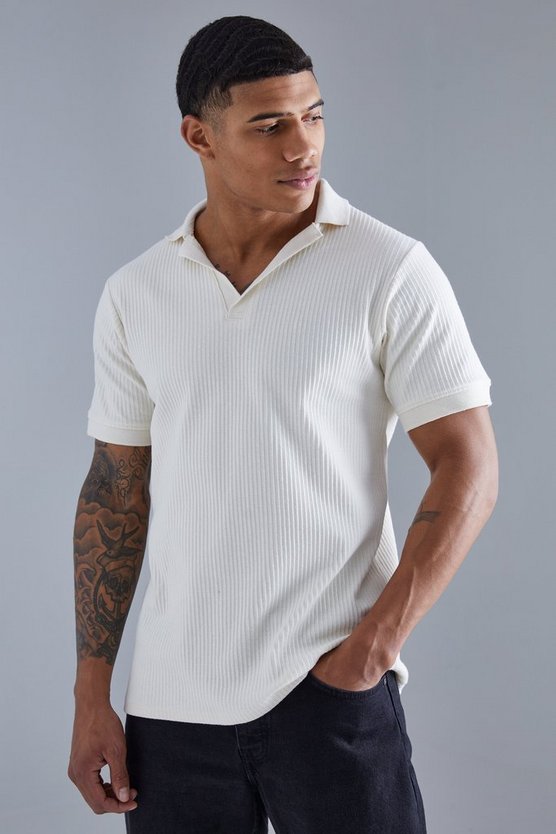 Geripptes Slim-Fit Poloshirt