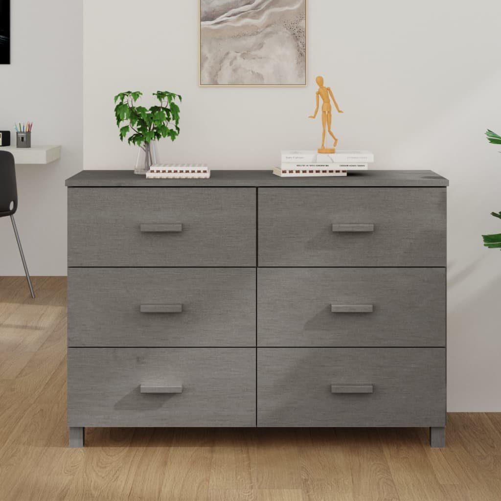 vidaXL Sideboard Sideboard HAMAR Hellgrau 113x40x80 cm Massivholz Kiefer (1 St)