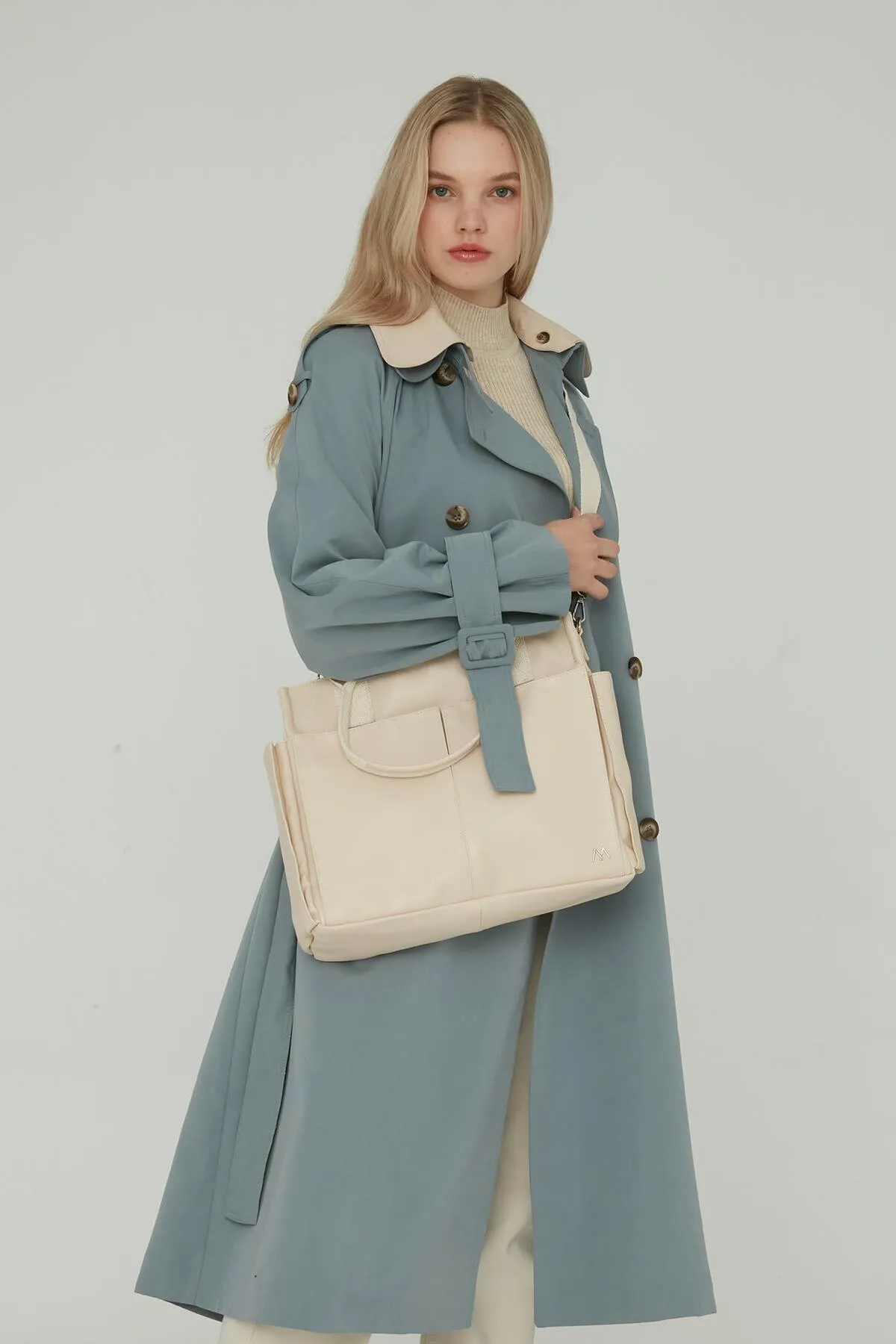 Manuka  Leder-Alltagstasche Beige