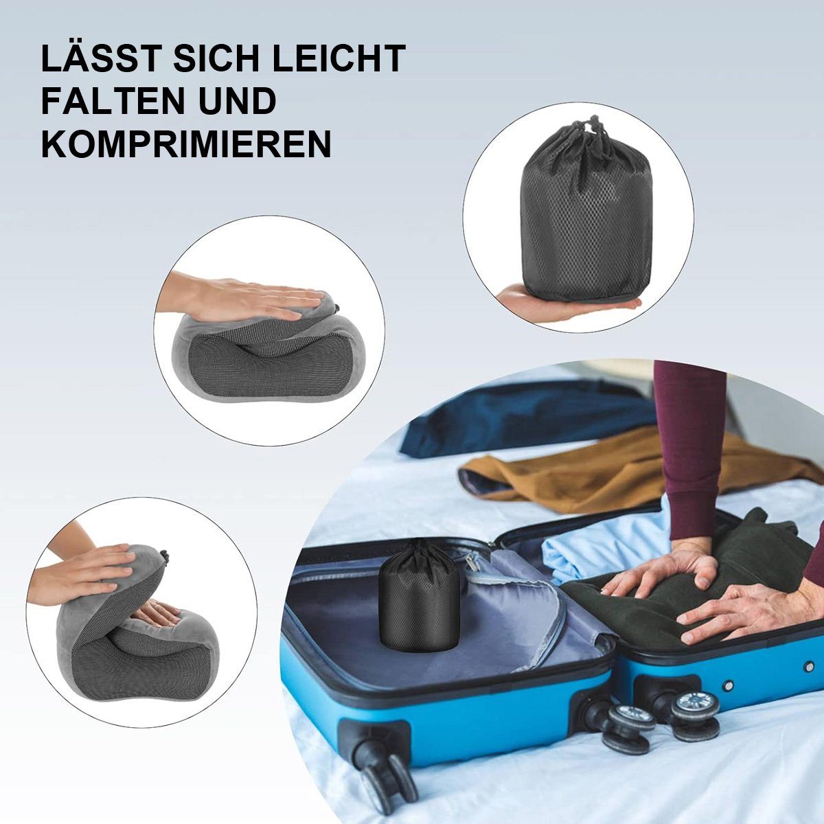 götäzer Nackenkissen Ergonomisch gestaltetes Reisekissen(mit Schlafmaske,Ohrstöpsel,Tasche), 1-tlg., Memory-Schaum, schützendes Nackenkissen, perfekt für Reisen und Büro