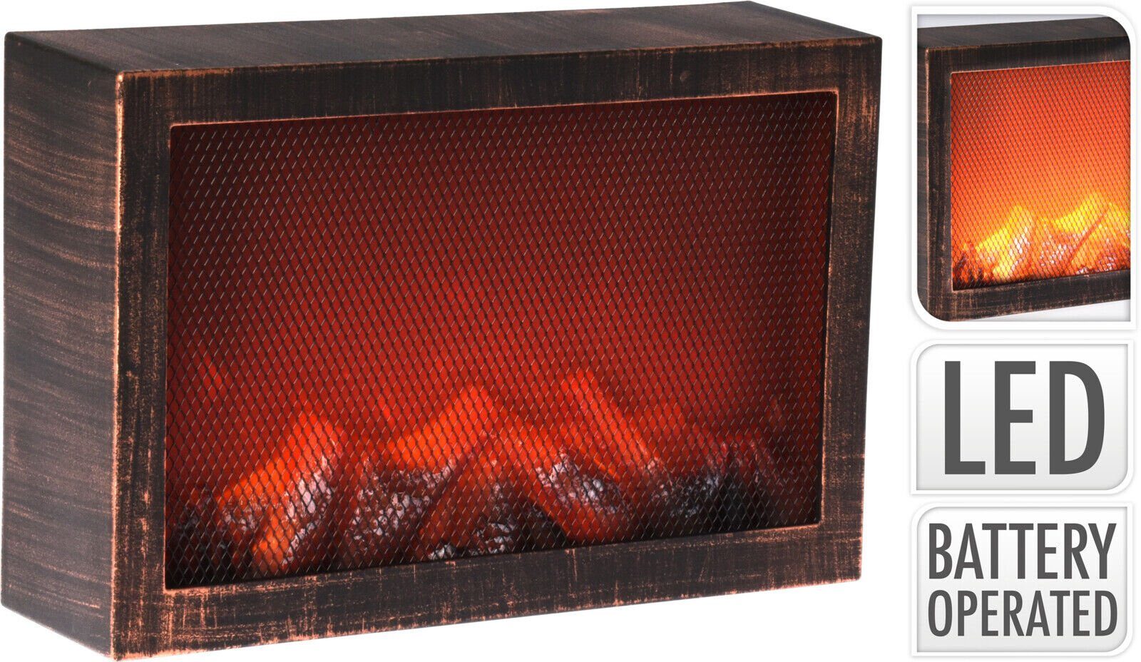 Meinposten Dekokamin LED Kamin Feuer Elektrokamin Wandkamin Kaminfeuer Batterie (1-St)