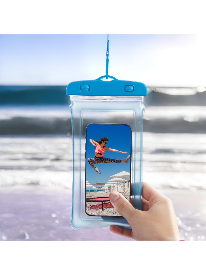 relaxdays 4 x wasserdichte Handyhülle in Blau günstig kaufen onesize