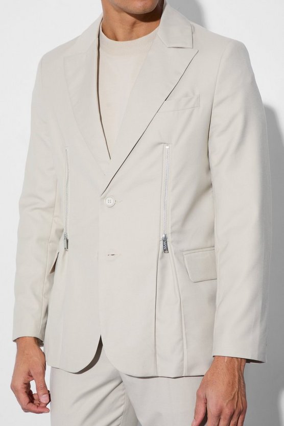 Skinny Anzugjacke mit Reißverschluss