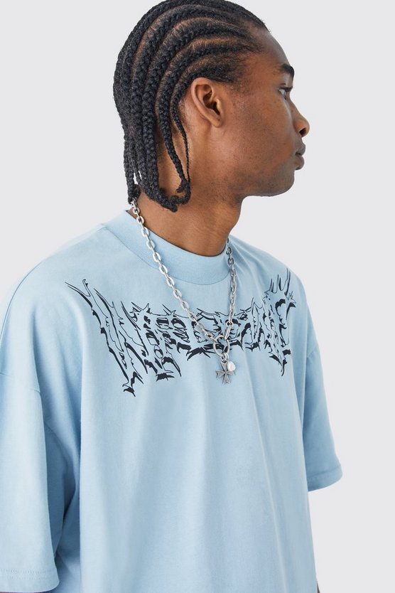 Kastiges Oversize T-Shirt mit Grunge Homme Print