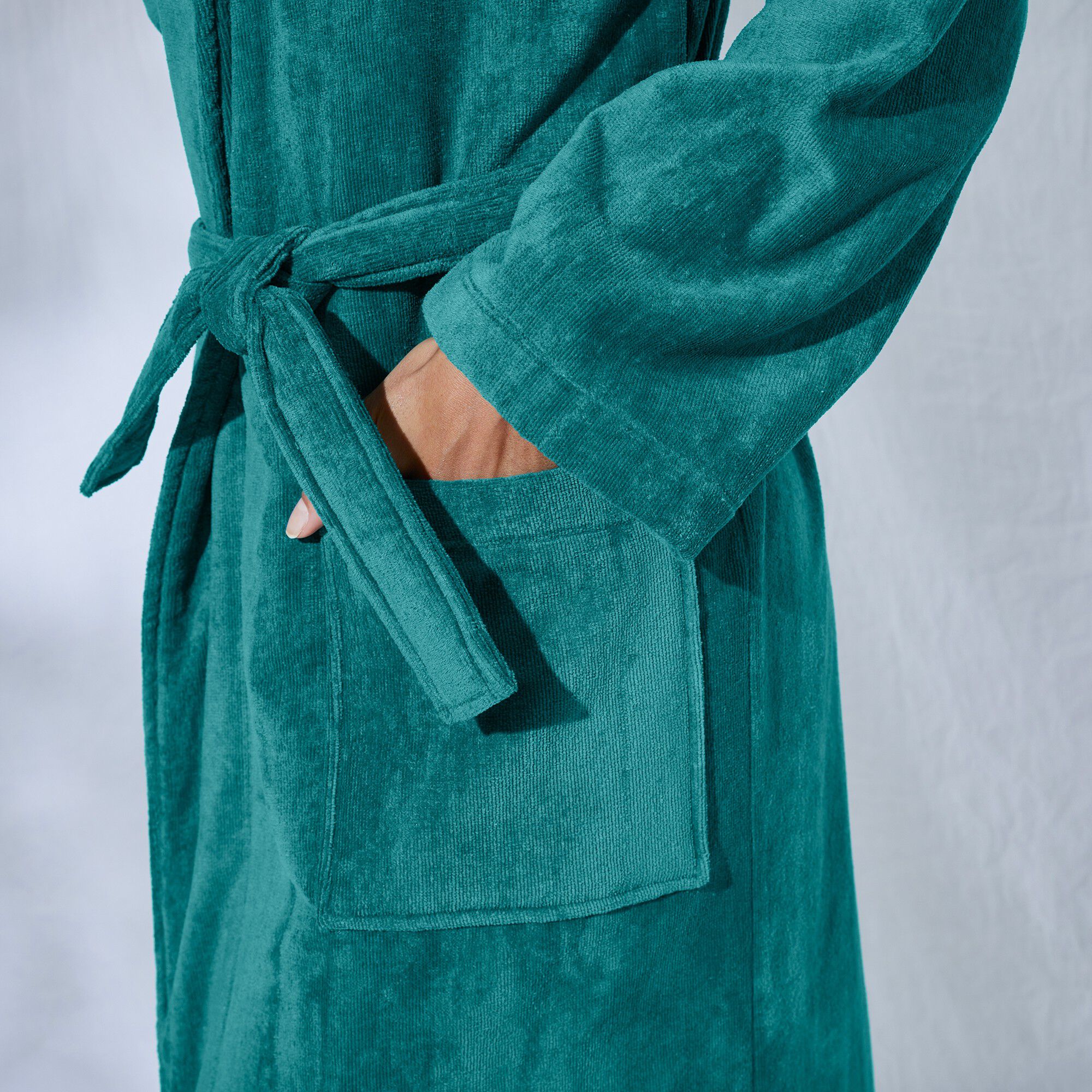 Peignoir mixte adulte éponge velours col châle