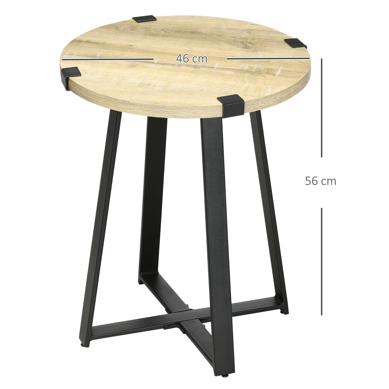 HOMCOM Couchtisch Runder Beistelltisch, Wohnzimmertisch mit Holzoptik Natur