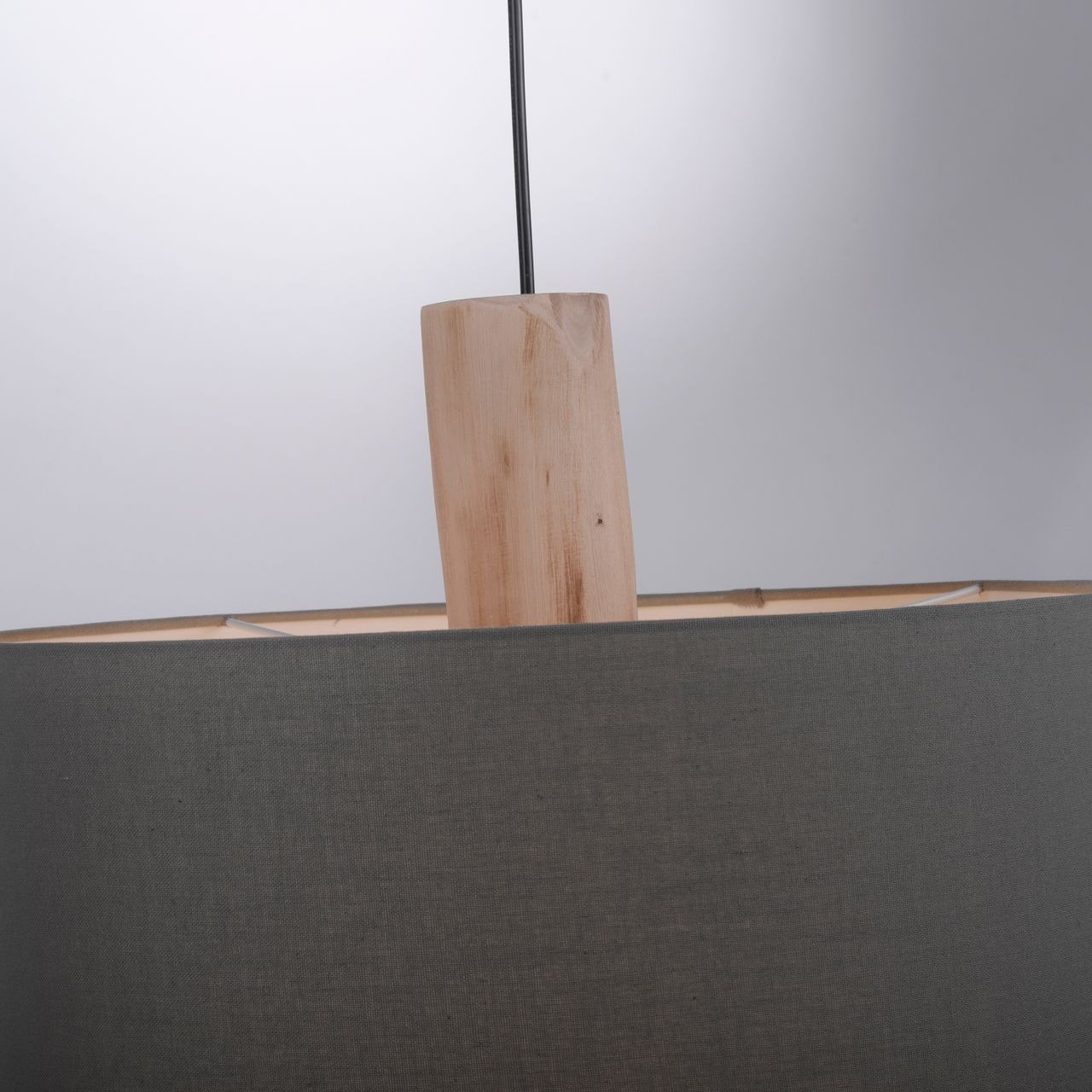 JUST LIGHT LeuchtenDirekt Pendelleuchte LINEN, Holzapplikation, natürlicher Materialmix, 2x E27/60W exkl., Innenleuchte, IP20