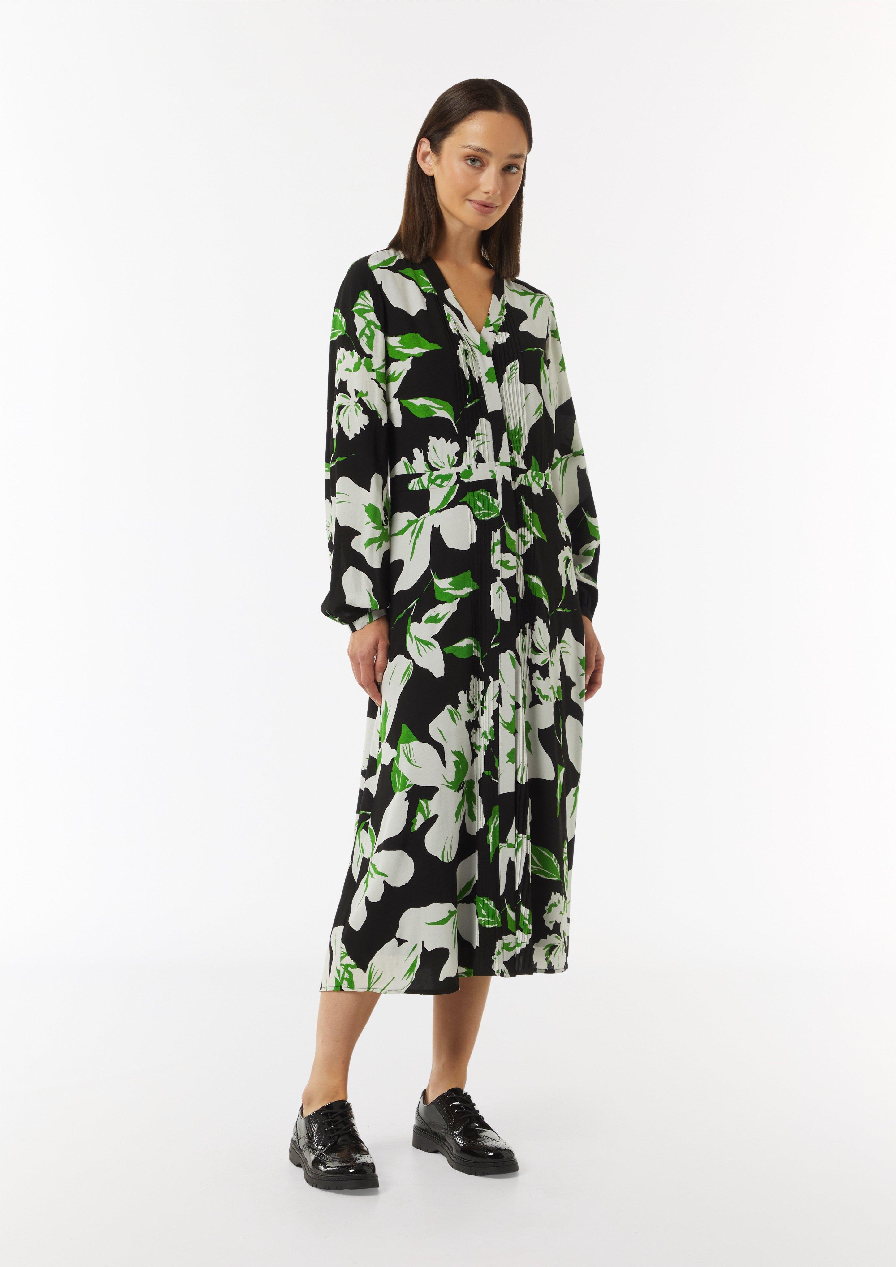 Midikleid aus Crêpe mit verdeckter Knopfleiste - schwarz