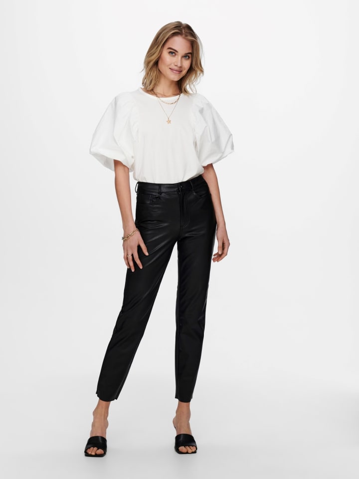 ONLY High WaistPU Kunstleder Hose Stretch Pants Beschichtet ONLEMILY in Schwarz günstig kaufen XL