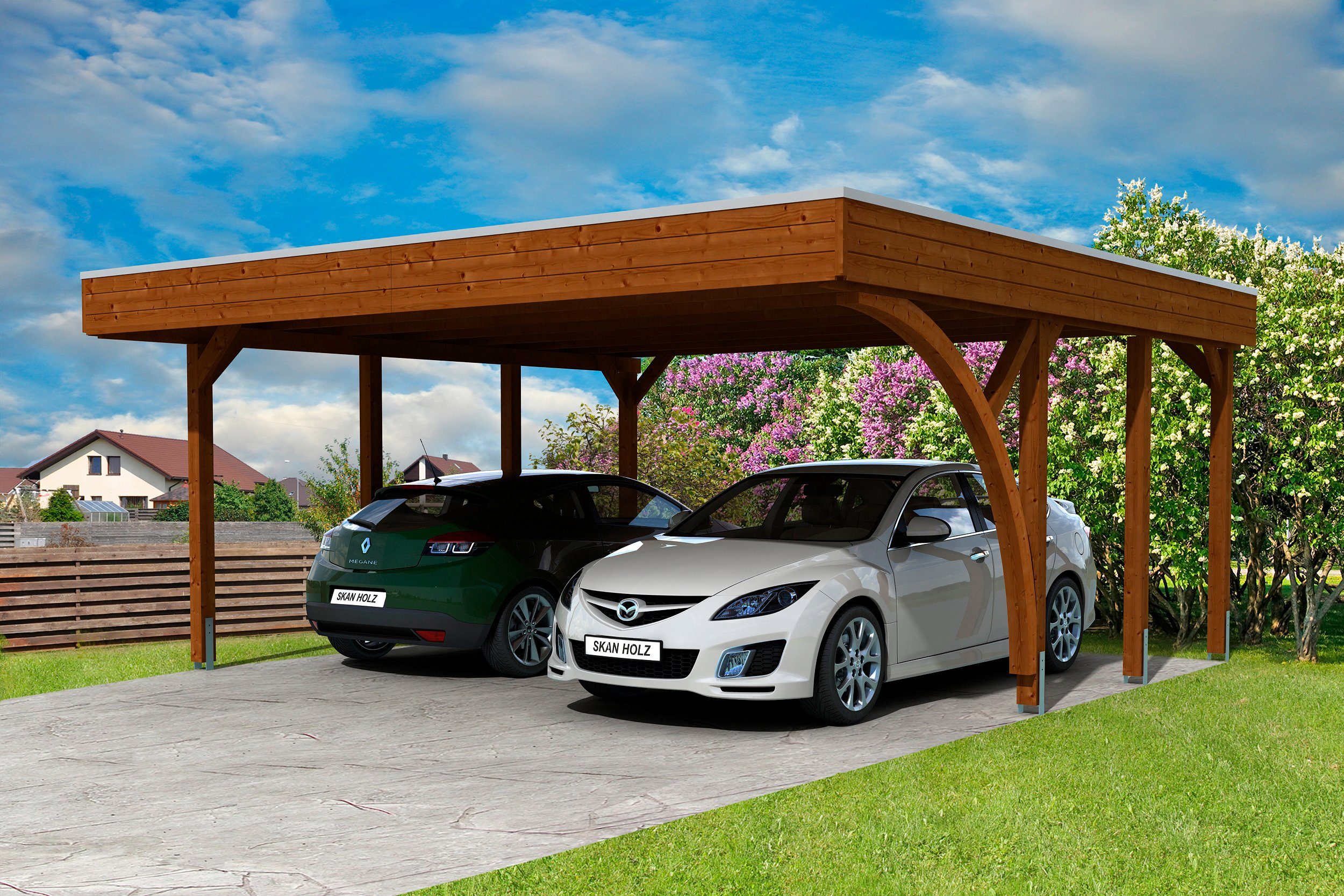 Skanholz Doppelcarport Friesland 7, BxT: 557x555 cm, 201 cm Einfahrtshöhe