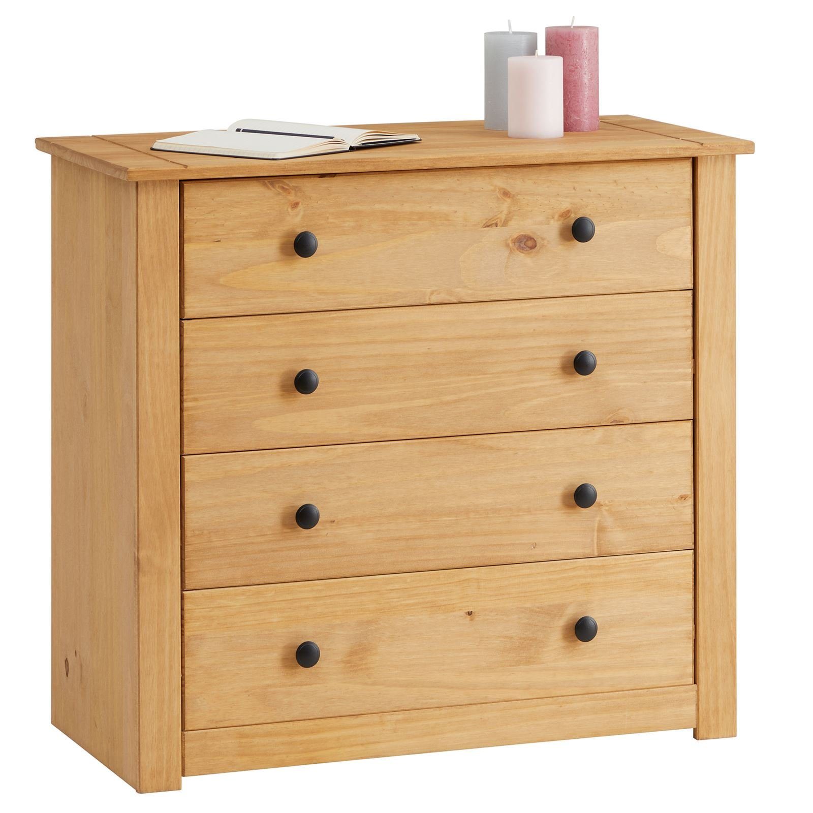 CARO-Möbel Kommode CANCUN, Anrichte Kommode im Landhaus Stil Kiefer massiv Sideboard mit Schublad