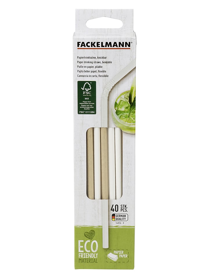 Fackelmann 4er-Set: Papier-Trinkhalme 