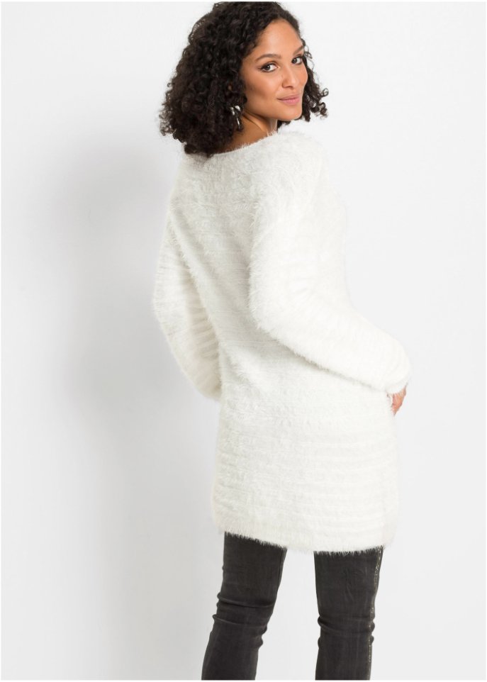 Flauschiger Long-Pullover