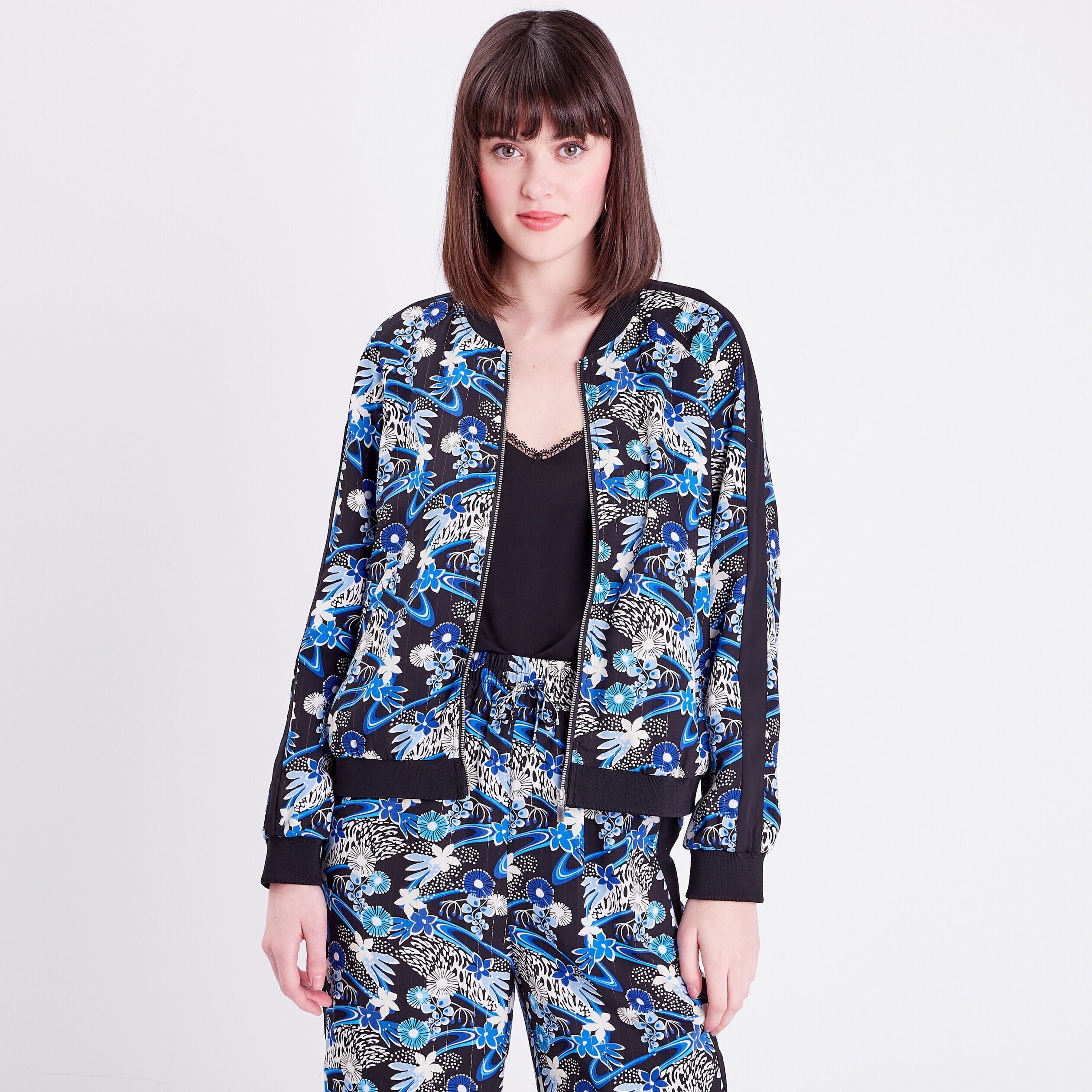 Veste teddy droite zippée noir femme | Cache Cache