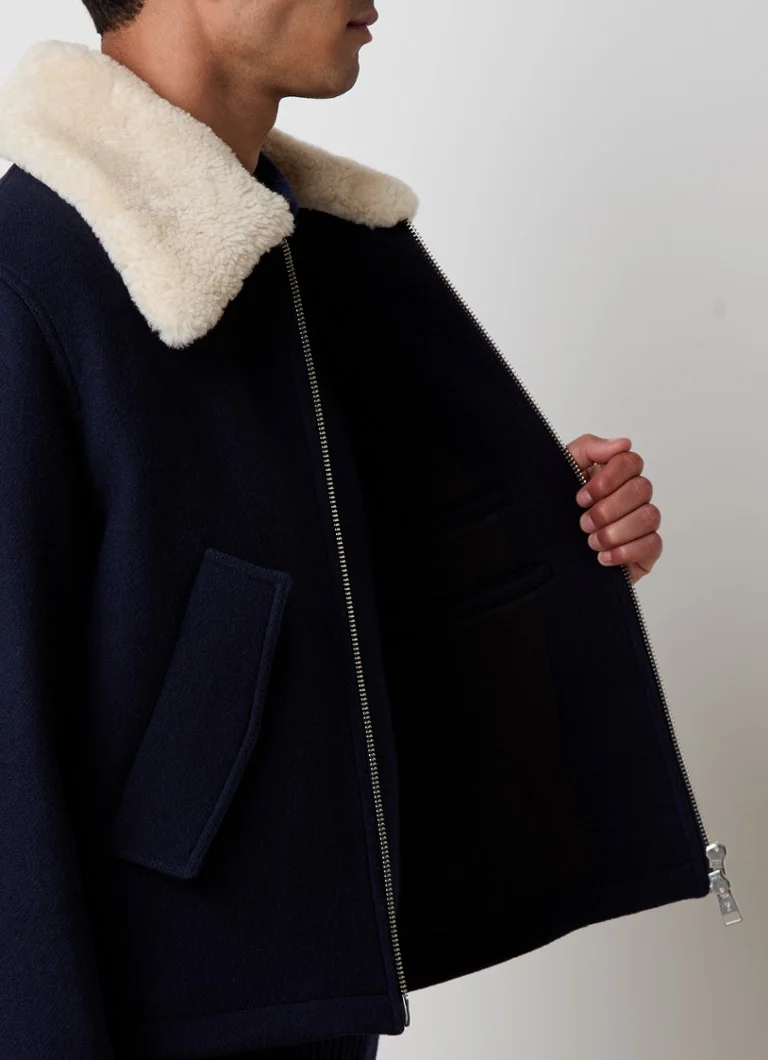 AMI Paris jacket with teddy lining and side pockets