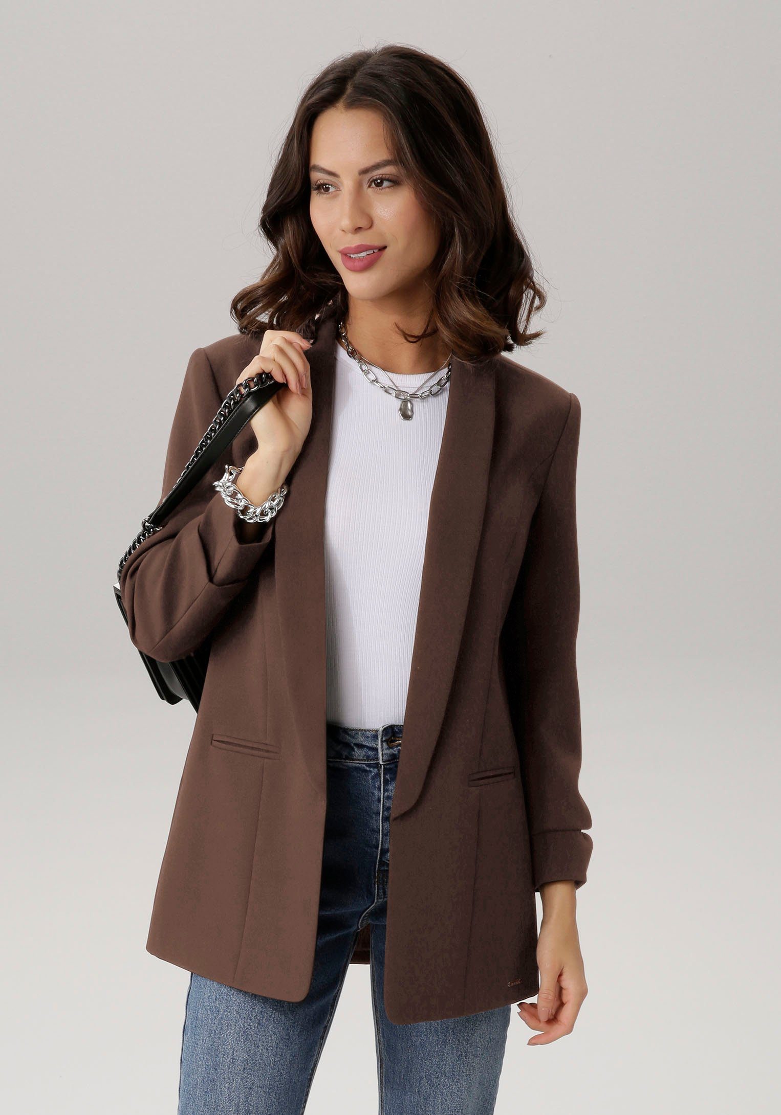 Laura Scott Longblazer mit gerafften Ärmeln