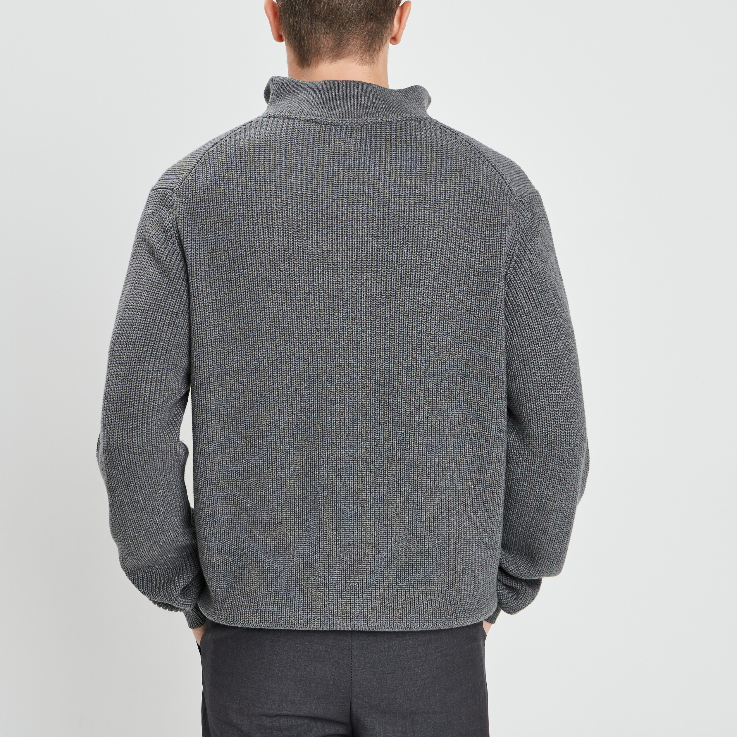 Pull camionneur zippé gris foncé homme | La Halle