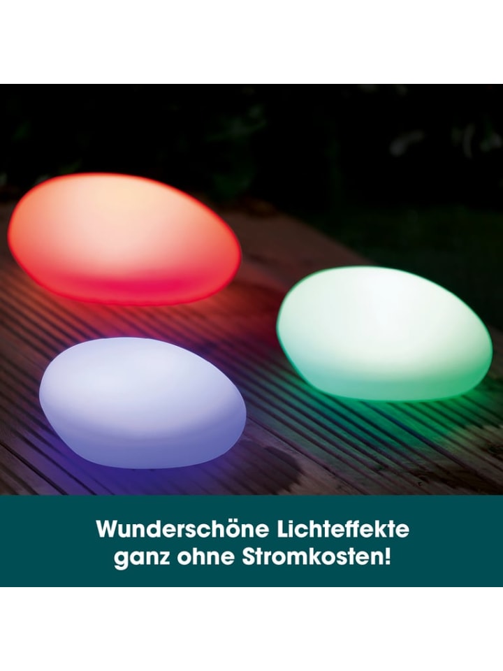 EASYmaxx Solar Leuchten Set Stein flach 3-tlg. Garten Deko günstig kaufen onesize