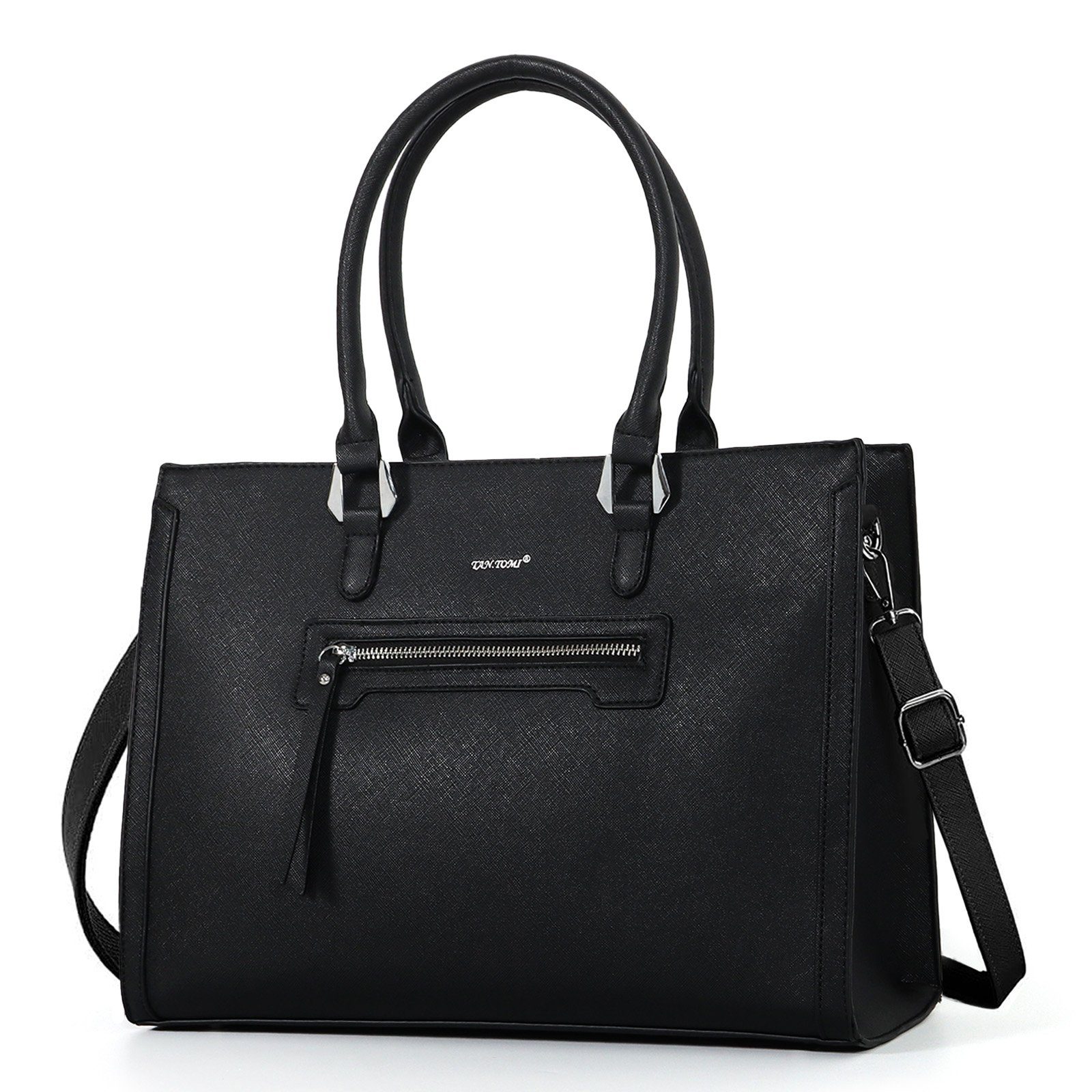 TAN.TOMI Businesstasche Business Handtasche Damen Leder Große Schultertasche Arbeit Schule, Bürotasche Damen 15 Zoll Notebooktasche mit 3 Fächern für Büro Schule