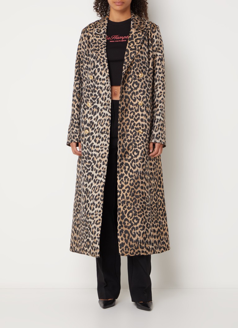 Gabardina NIKKIE Benicia con estampado de leopardo y cinturón.