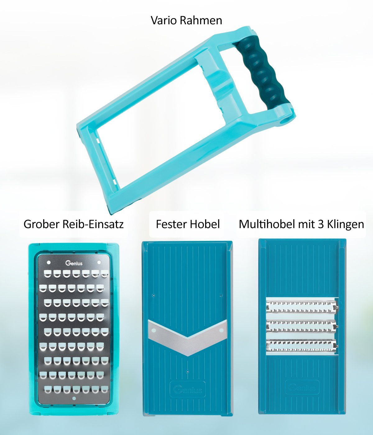 Genius Gemüseschneider Nicer Dicer Chef Professional, Set 23-tlg. - Gemüseschneider, 5.2L Behälter Deckel Gemüsehobel Zerkleiner