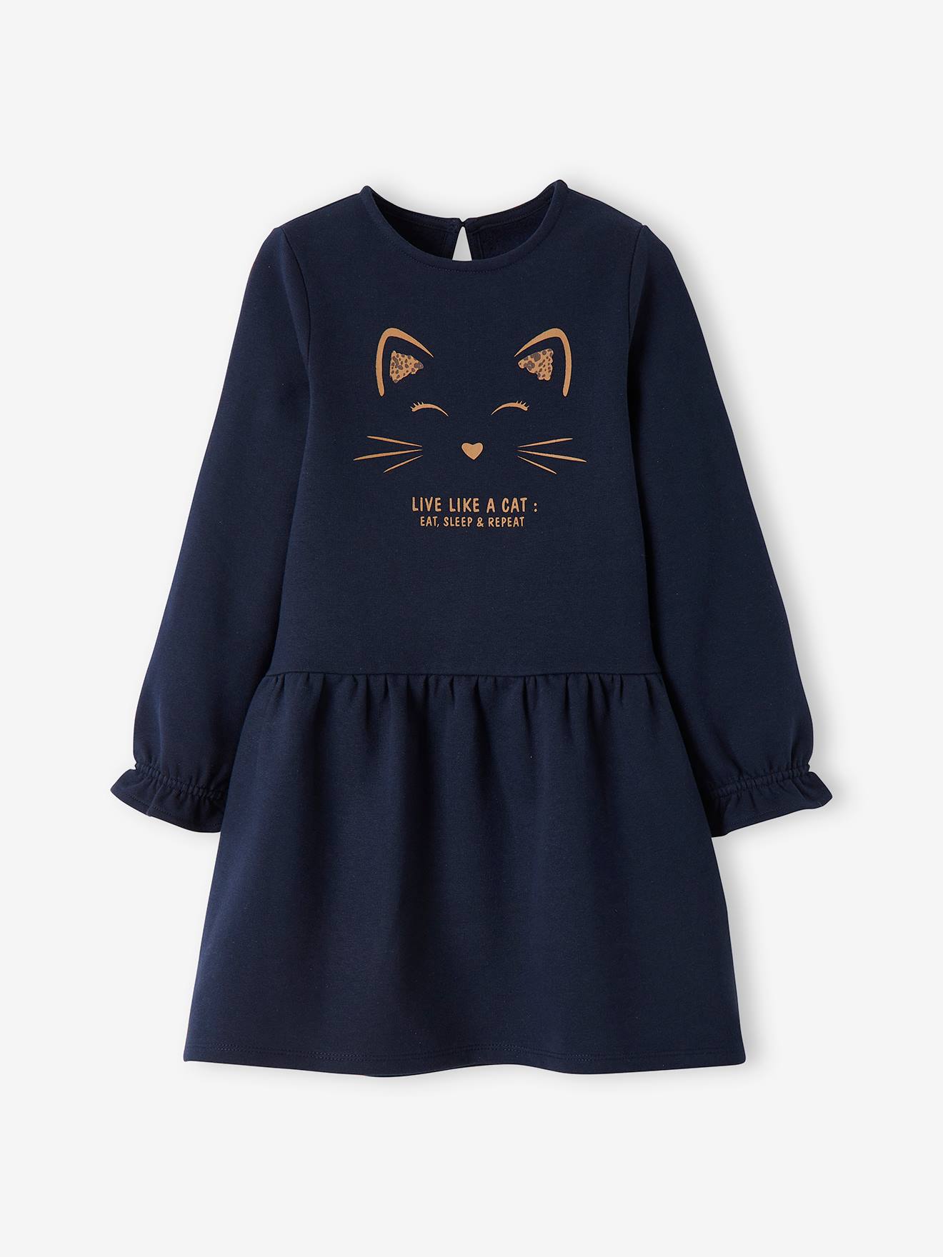 Ensemble robe en molleton et legging fille encre