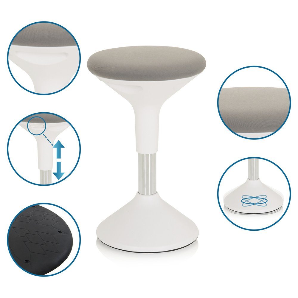 hjh OFFICE Stehhilfe Stehhilfe BALANCE SIT II W Stoff ohne Armlehnen, Hocker, Bürohocker
