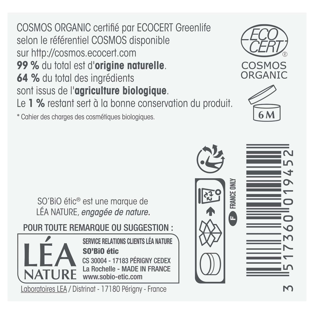 LÉA NATURE SO BiO étic Baume-gel hydratation¹ fraîcheur 24h, peaux normales à sèches, Hydra Aloe Vera Baume gel