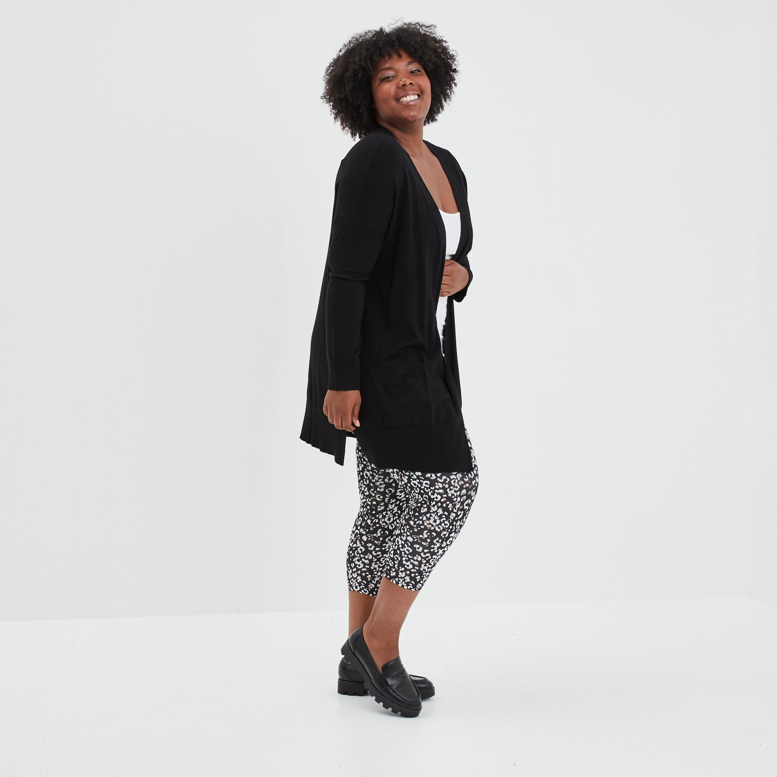Legging 7 8ème taille standard noir femme grande taille | La Halle