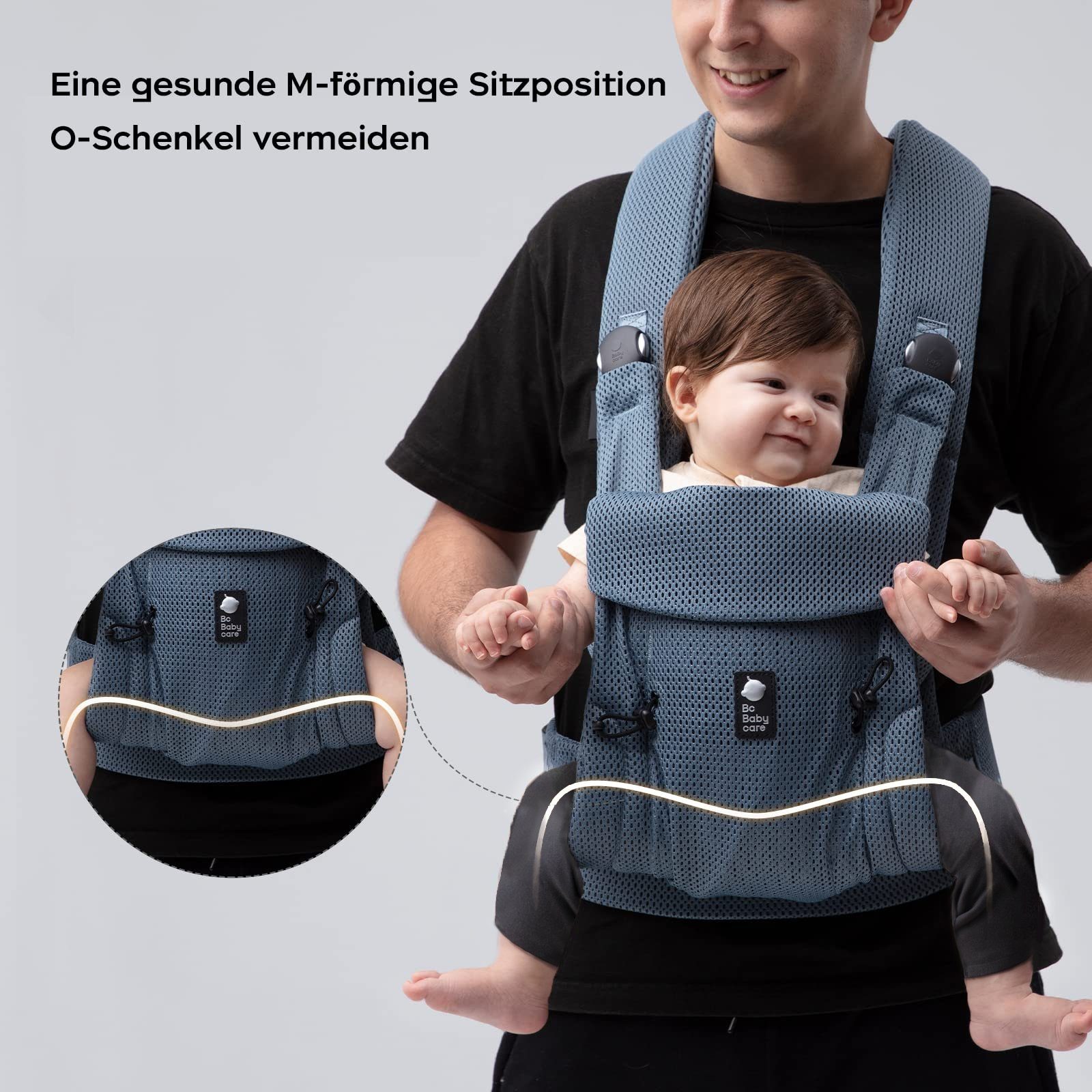 BC Babycare Babytrage FIT Kindertrage (1-tlg), Atmungsaktive Babytragen Kühles Baumwollgewebe