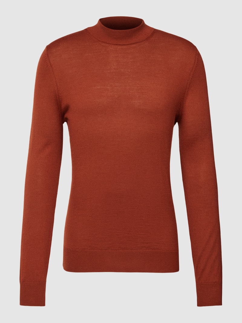 Strickpullover mit Rollkragen in terrakotta