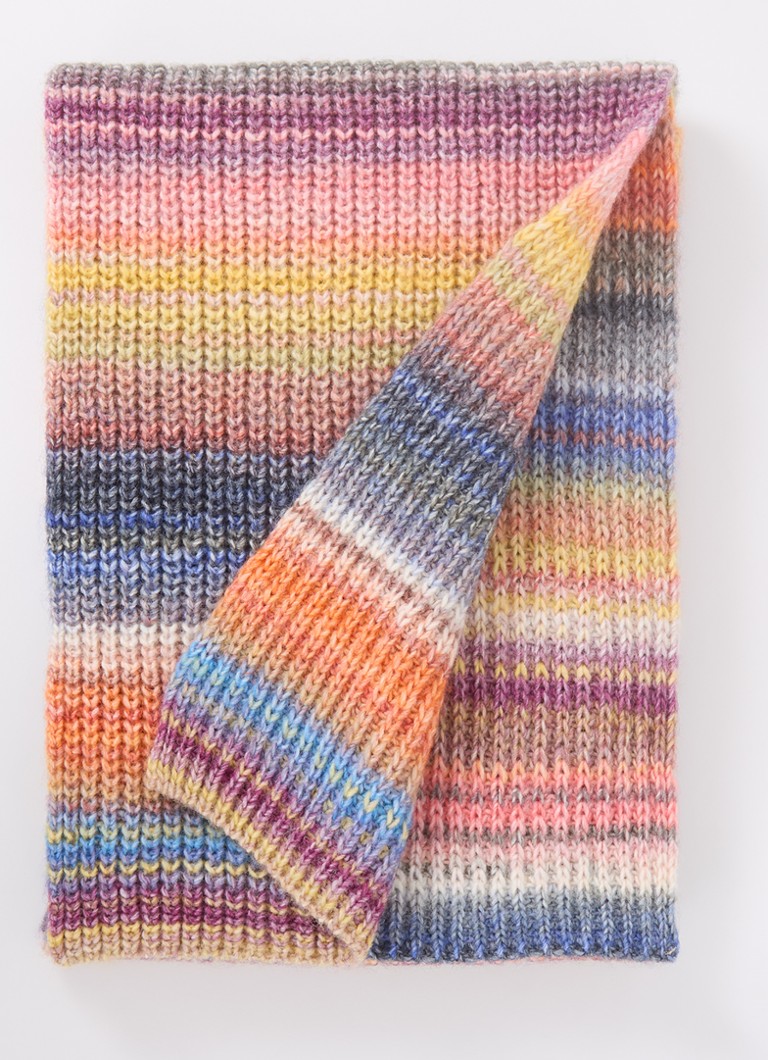 Eșarfă Benetton cu nervuri, amestec de lână cu dungi, 200 x 25 cm.