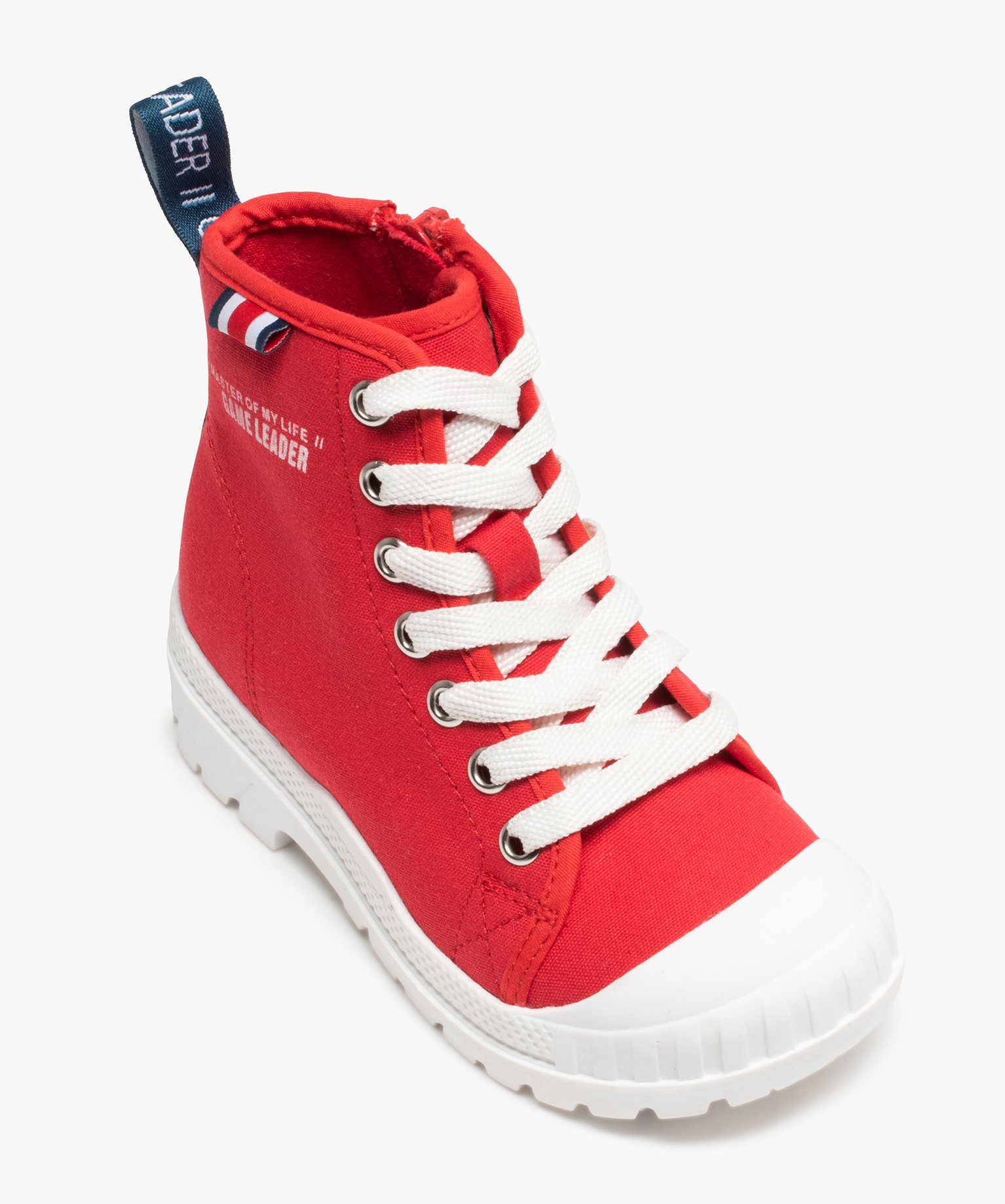 Baskets Garçon semi-montantes en toile unie rouge | GEMO
