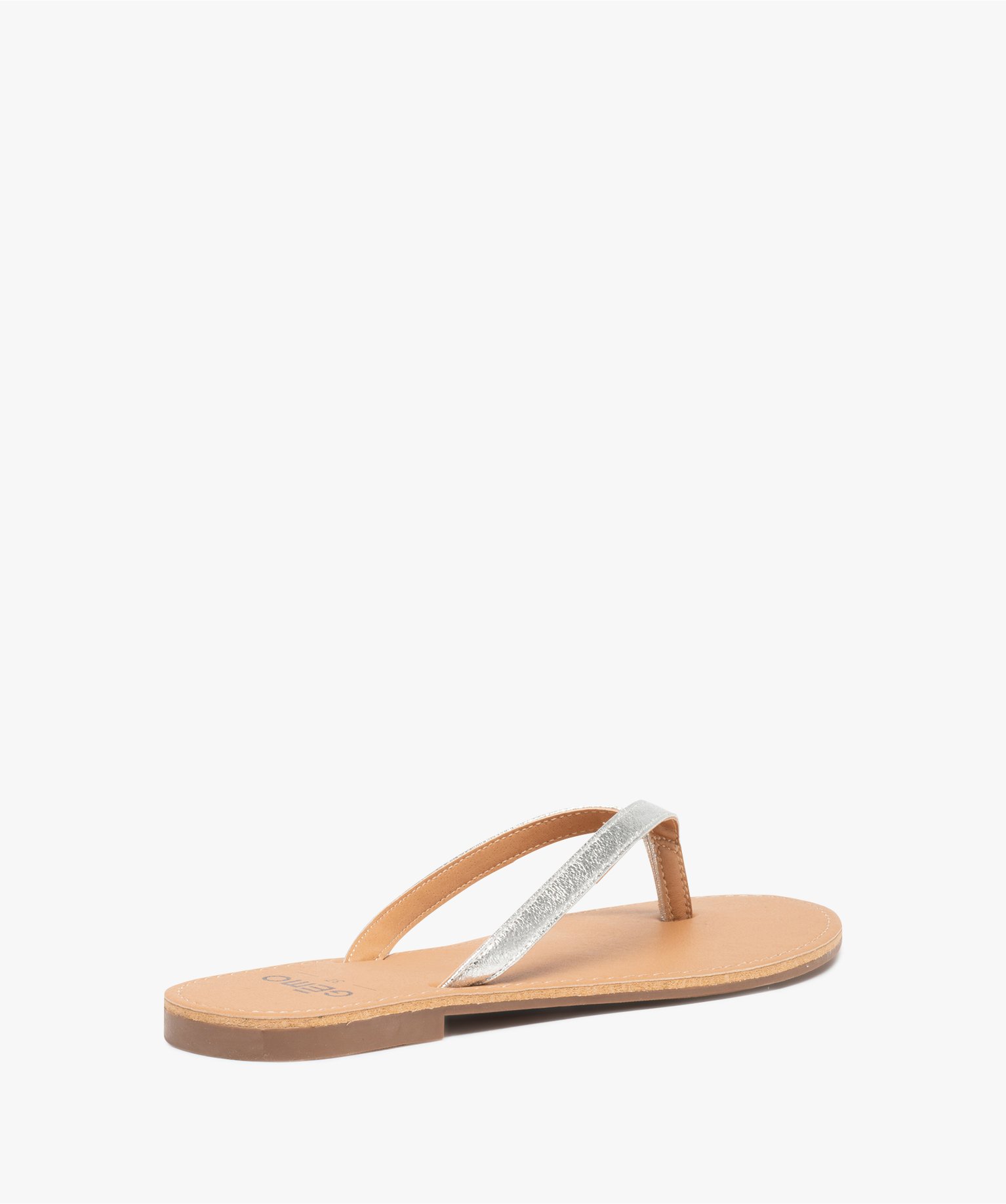 Tongs femme à petit talon plat et lanières fines gris | GEMO