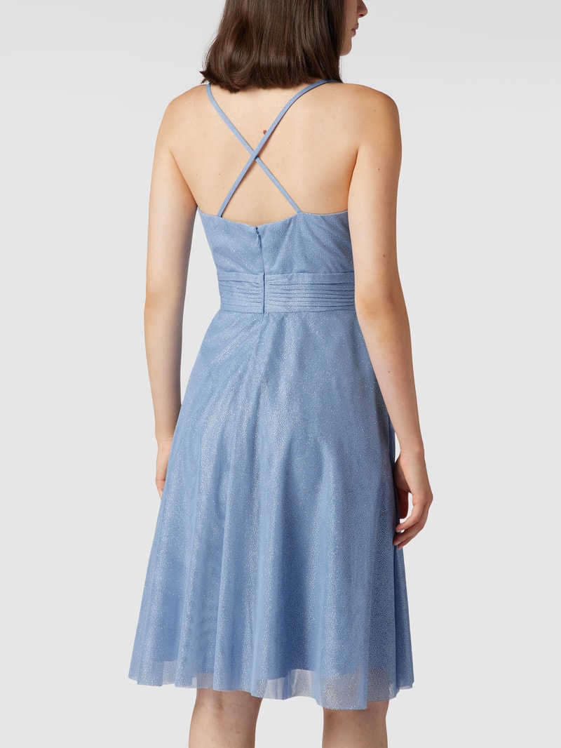 Cocktailkleid mit Wickel-Optik in blau meliert
