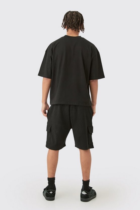 Kastiges Oversize T-Shirt & gerippte Cargo-Shorts
