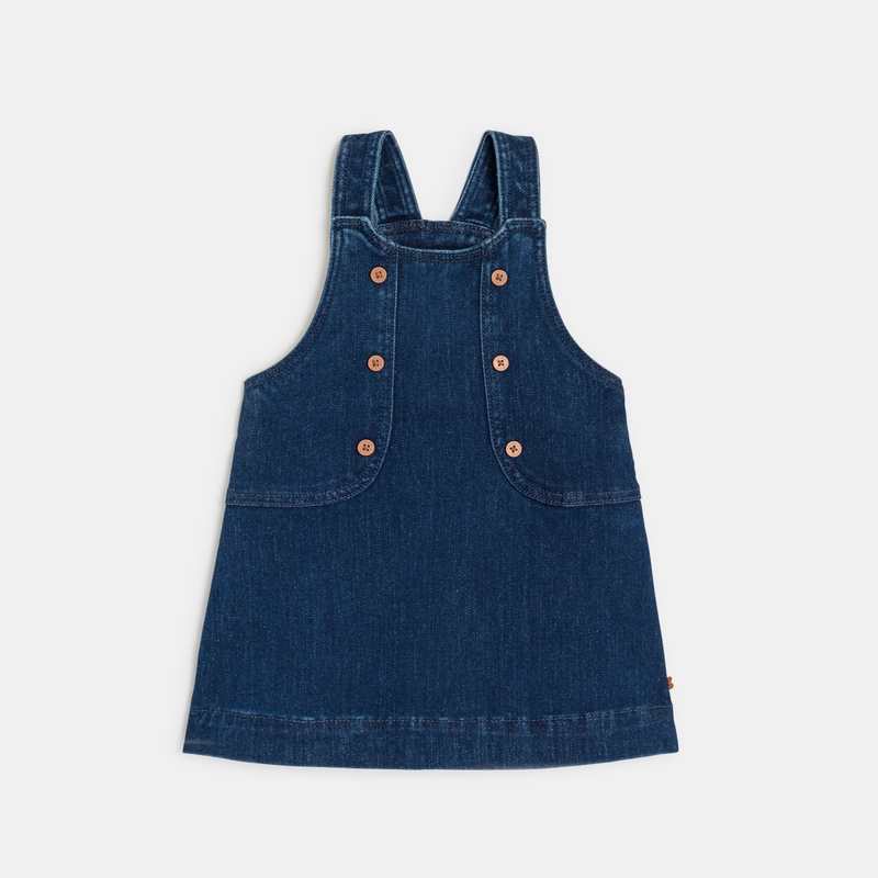 Robe salopette denim bleue bébé fille