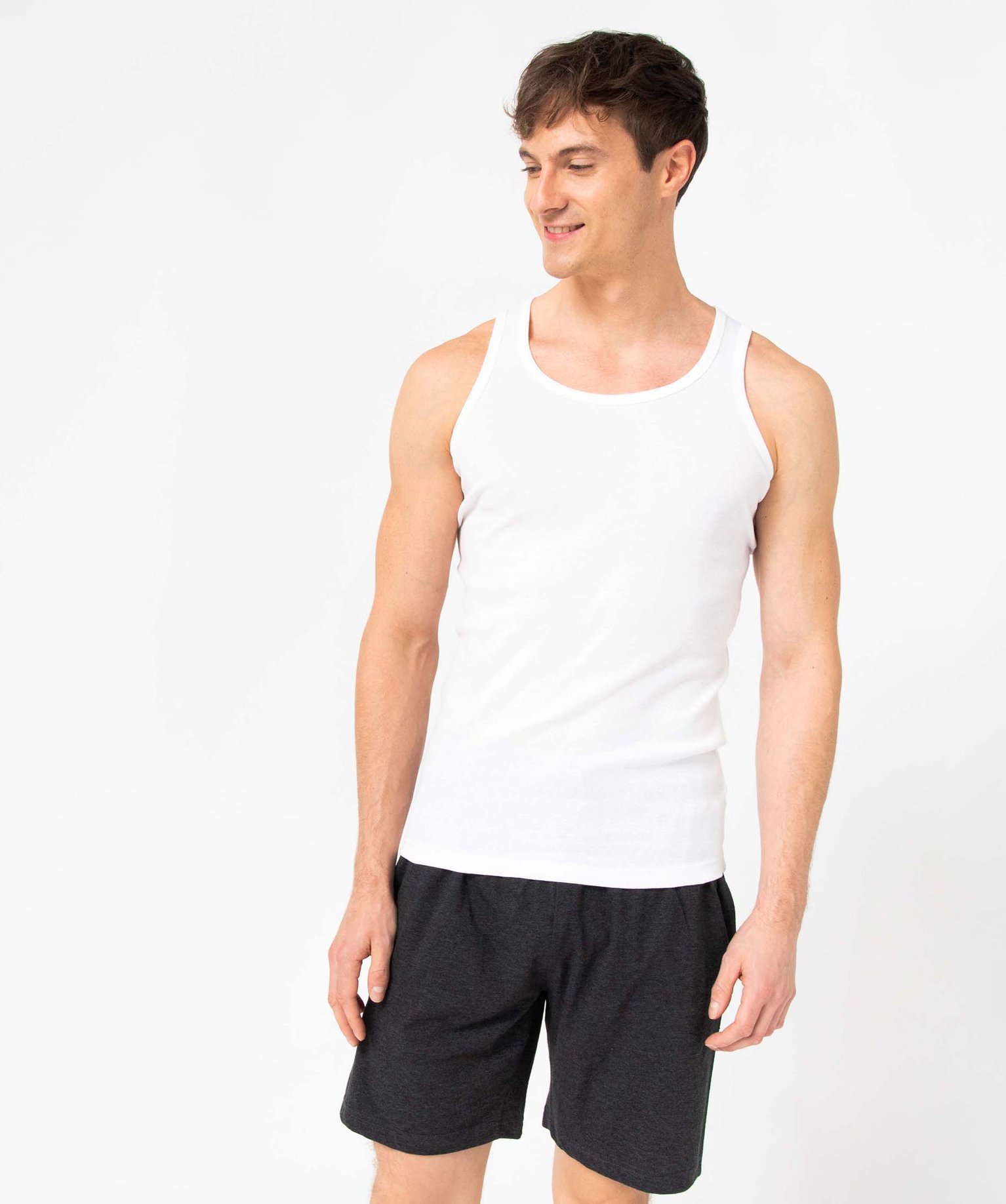 Débardeur homme à col rond en coton biologique (lot de 2) blanc | GEMO