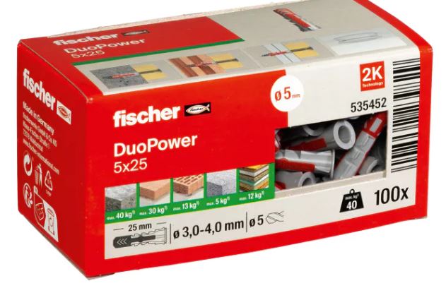 Fischer 535452 DuoPower wtyczka 5x25 100 sztuk