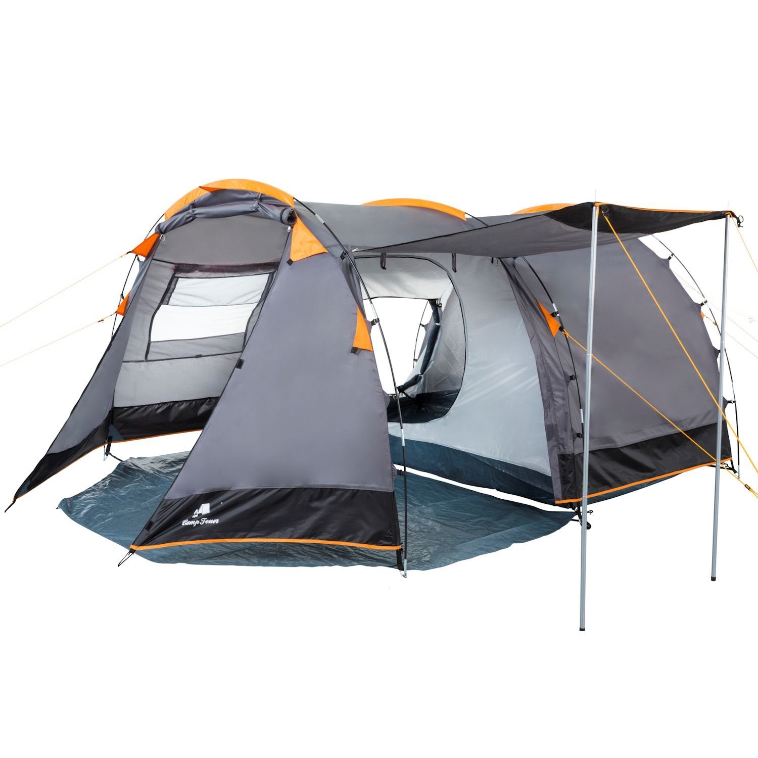 CampFeuer Kuppelzelt Zelt Super+ für 4 Personen, Grau / Schwarz, 3000 mm Wassersäule, Personen: 4