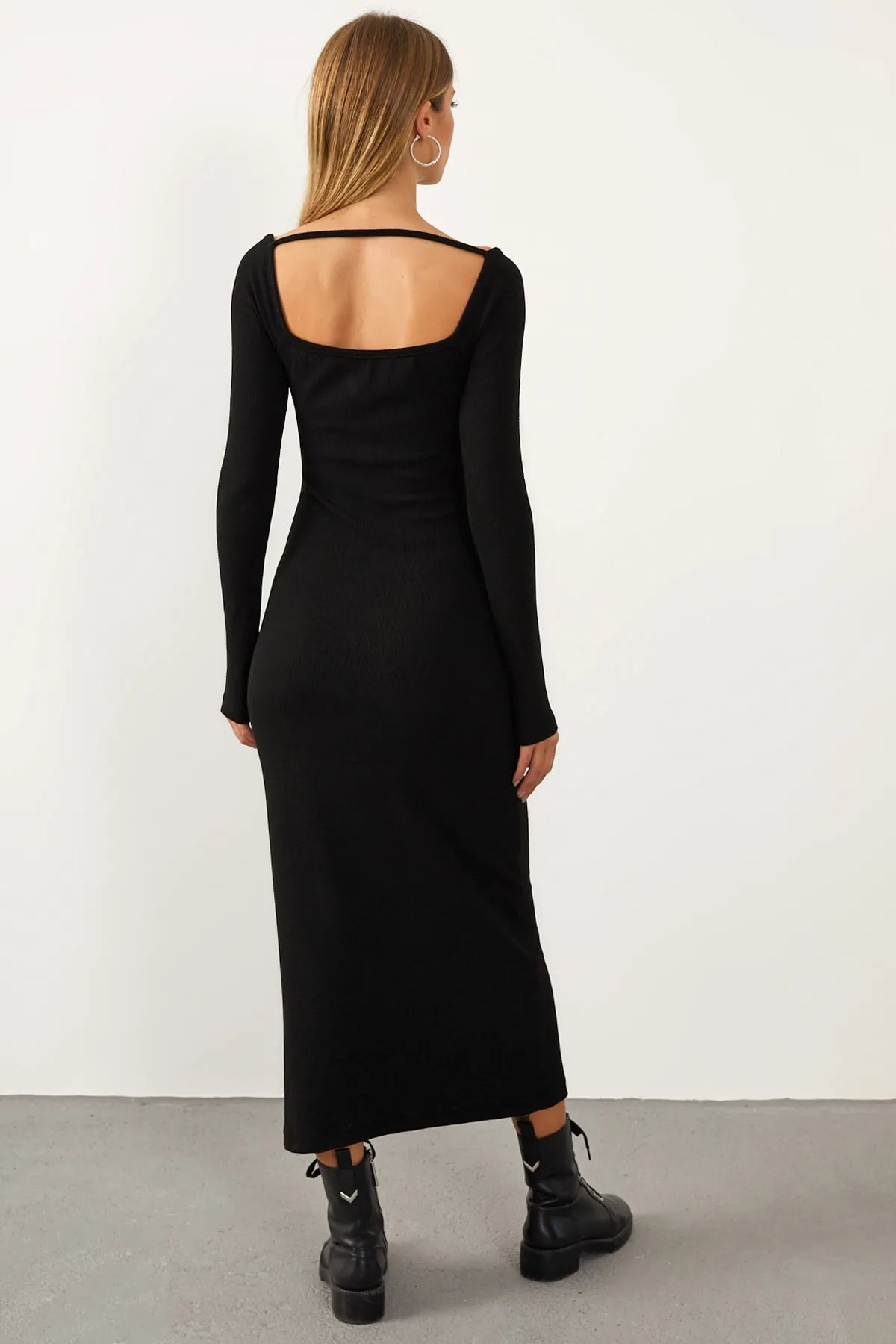 Cool & Sexy  Schwarzes Maxi-Camisole-Kleid mit V-Ausschnitt für Damen EY1086