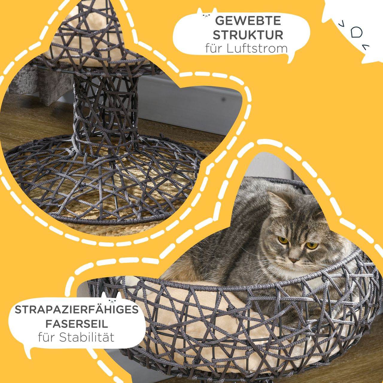 PawHut Katzenbett, Katzenhöhle, Erhöhte Katzenhütte in Weinglasform mit Kissen