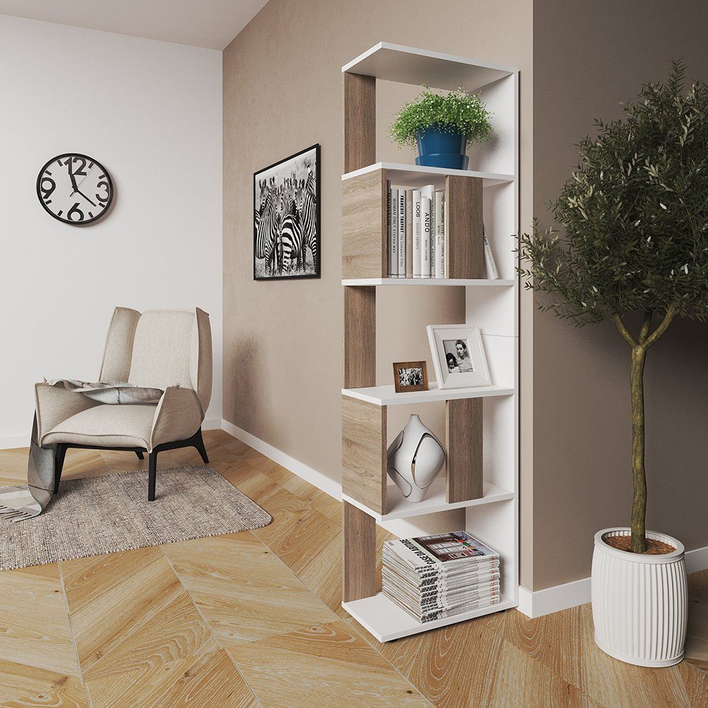Vicco Raumteiler Bücherregal Standregal Klein Weiß Sonoma