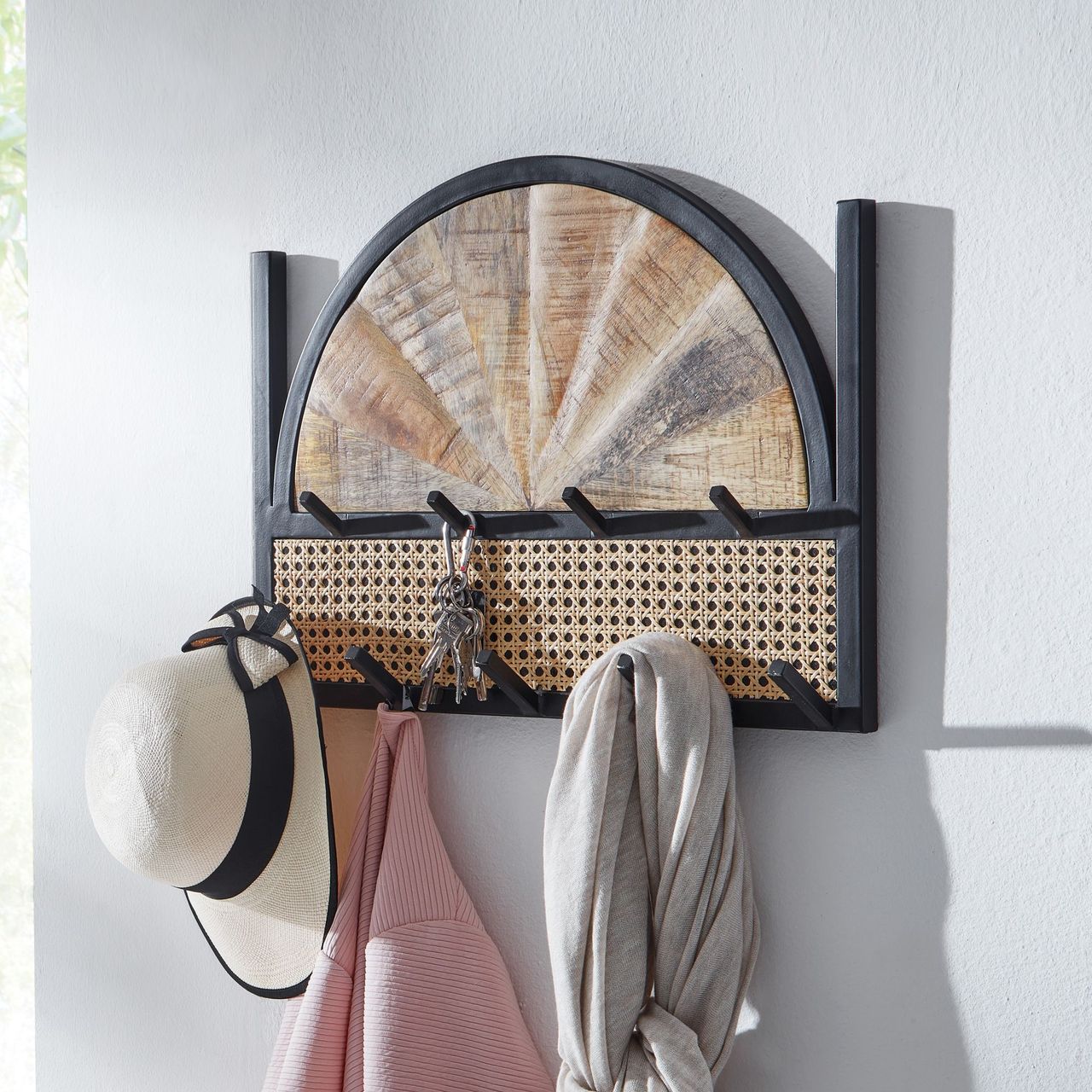 Skyport WOHNLING Wandgarderobe Massivholz 53x40x7,5cm Garderobe Flur Hakenleiste Paneel