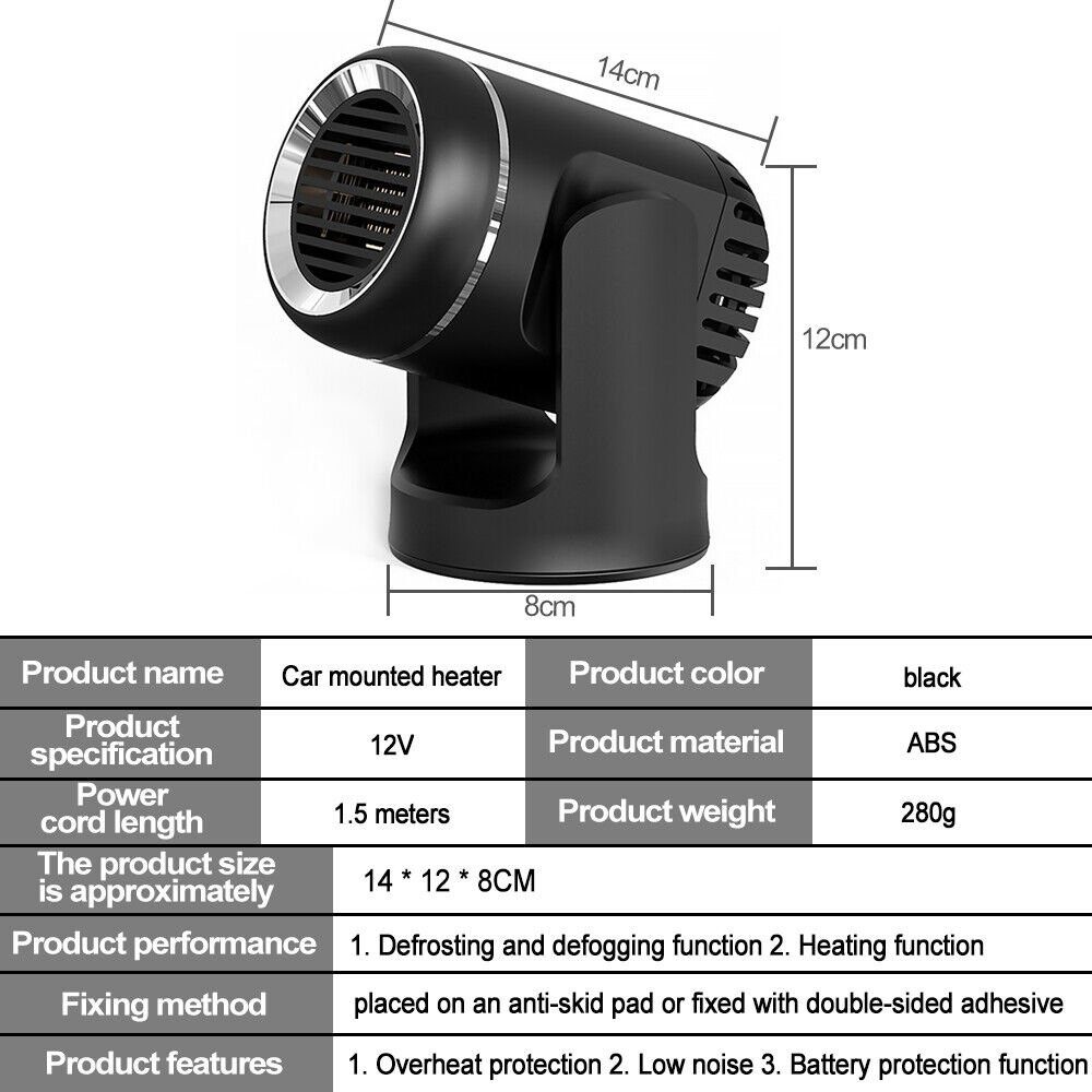 meeteu Heizlüfter 12V 200W Auto Heizung Luftheizung, 2 in 1 Autoheizung Scheibenheizung Defroster KFZ Truck Heizlüfter