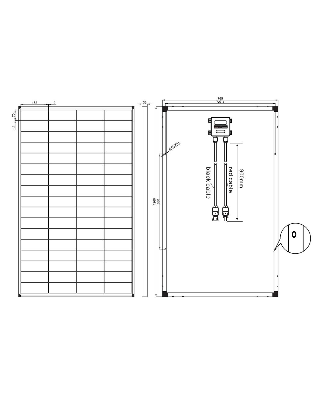 Enjoy solar Monokristallines Solarmodul 180W/36V
