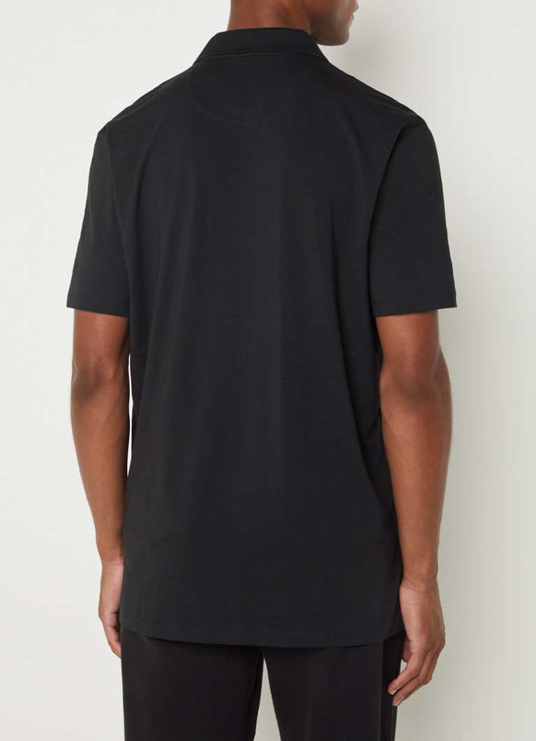 Polo HUGO BOSS Dekok de corte regular com meio zíper