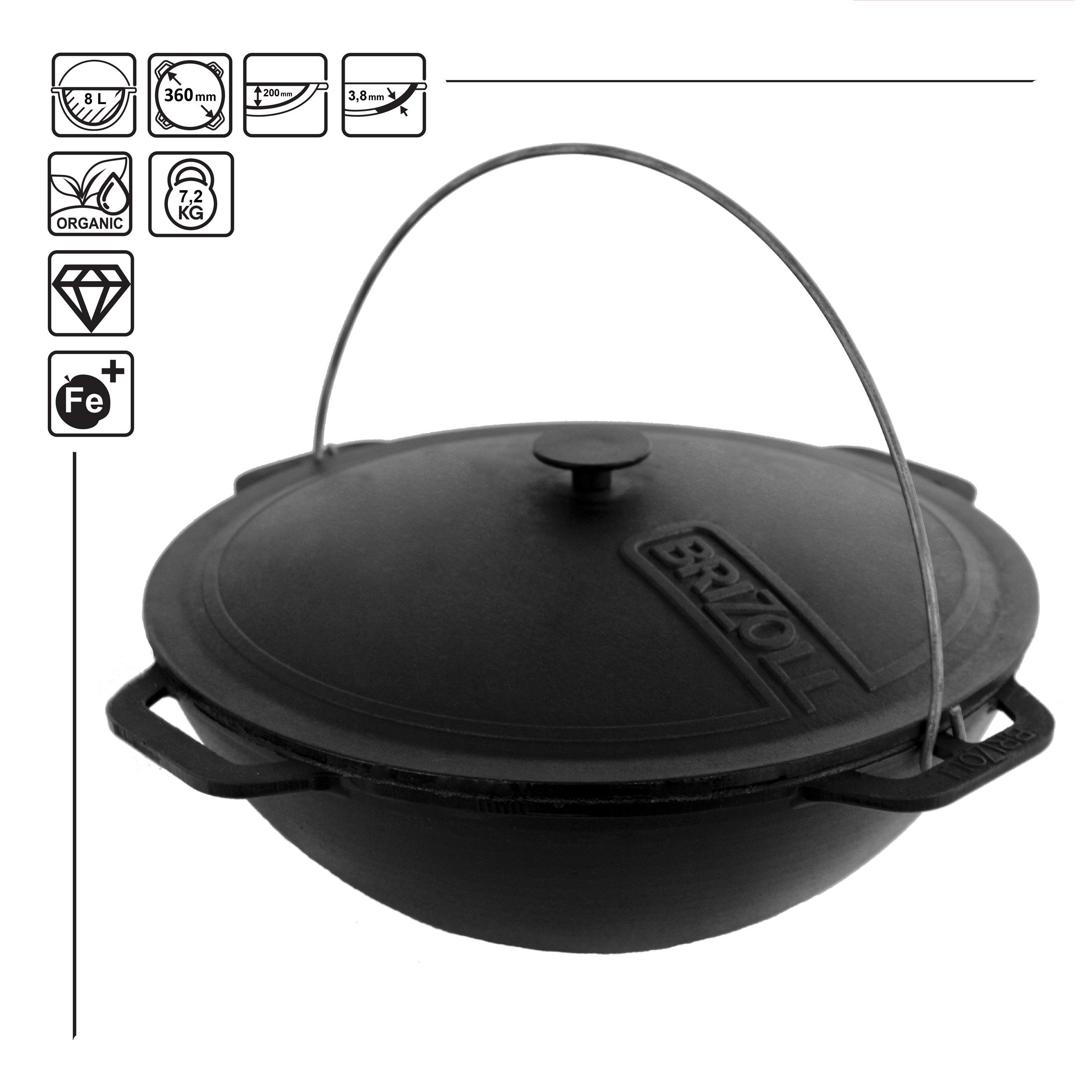 4BIG.fun Feuerstelle Ø35 Utschak 8L Kazan Schaumkelle Grillfächer, (Feuerofen mit Gulaschkessel)